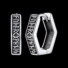 Brincos de argola Huggie com runas nórdicas Viking Runas nórdicas para homens e mulheres