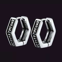 Norse Viking Runes Dangle Hoop Earrings For Men