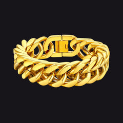 Pulseira Chunky Miami Cuban Link em aço inoxidável