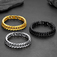 Pulseira Chunky Miami Cuban Link em aço inoxidável