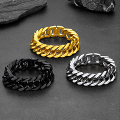 Pulseira Chunky Miami Cuban Link em aço inoxidável