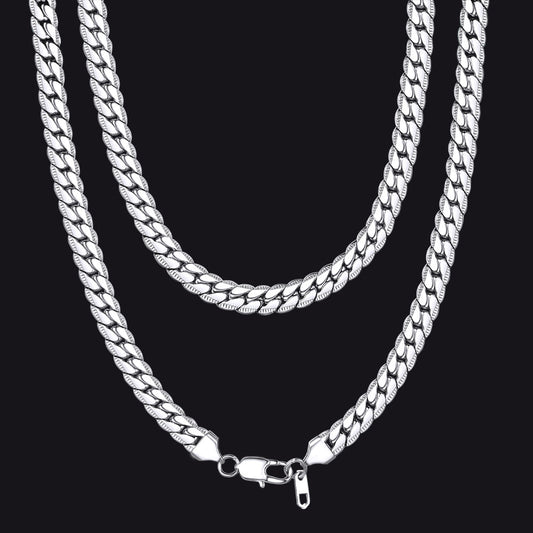 Hip Hop Cuban Chain Link Necklace for Men, 6/8 mm Wide