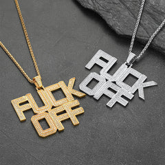 casaivy F*CK Off Hip Hop Letter Pendant Necklace for Men