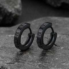 Brincos Huggie de Argola com Algarismos Romanos para Homens