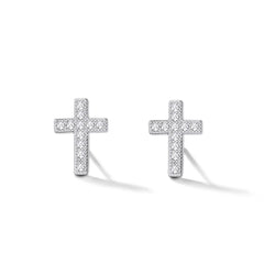 Silberne CZ-Kreuz-Ohrstecker für Männer und Frauen
