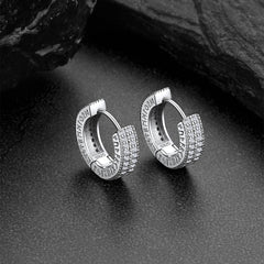Sterling Silber Cubic Zirkon Huggie Creolen mit Wikinger-Runen für Herren