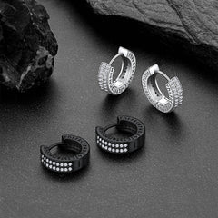 Sterling Silber Cubic Zirkon Huggie Creolen mit Wikinger-Runen für Herren