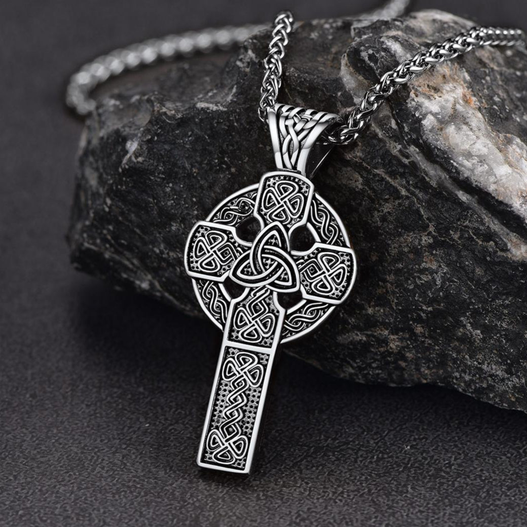 Irisches keltisches Kreuz Halskette Anhänger Herren Damen