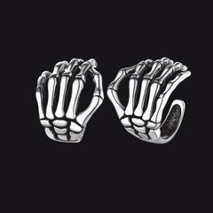 Sterling Silber Totenkopf Skelett Hand Ohr Manschette Nom-piercing Ohrringe