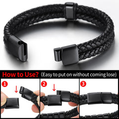 Pulseira de couro trançado com nome personalizado e contas personalizadas