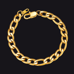 Pulseira Figaro Cuban Link Chain Curb 6mm-13mm