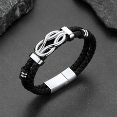 Pulseira de couro com nó de amor infinito personalizada