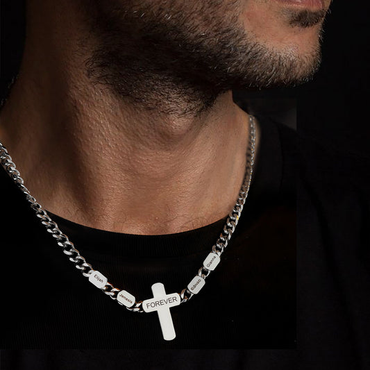 Personalisierte kubanische Kreuzkette mit mehreren Namen für Männer, 7 mm