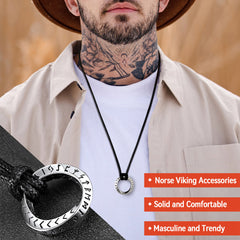 Viking Mobius Circle Lederhalskette Verstellbare Lederkette Herren