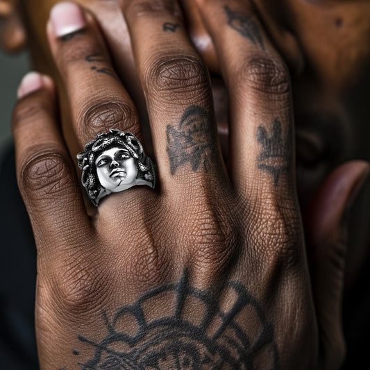 Mythology Medusa Snake Stainless Steel Ring Men Women