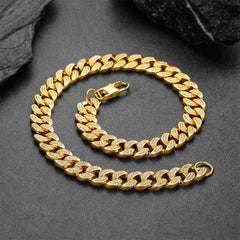 Colar de corrente cubana com elos de ouro 18K com gelo de 14 mm