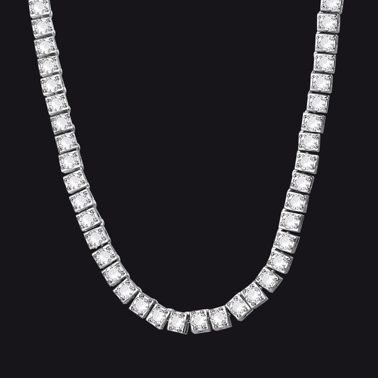 Colar de corrente de tênis com corte princesa de 4 mm e pedras CZ para mulheres