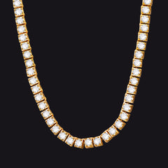Colar de corrente de tênis com corte princesa de 4 mm e pedras CZ para mulheres