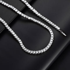 Colar de corrente de tênis com corte princesa de 4 mm e pedras CZ para mulheres