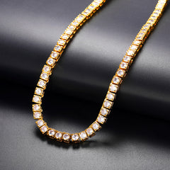 Colar de corrente de tênis com corte princesa de 4 mm e pedras CZ para mulheres