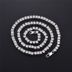Colar de corrente de tênis com corte princesa de 4 mm e pedras CZ para mulheres
