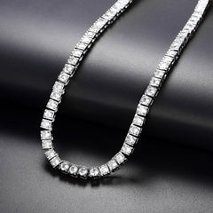Colar de corrente de tênis com corte princesa de 4 mm e pedras CZ para mulheres