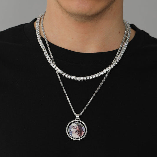 Colar de corrente de tênis com corte princesa de 4 mm e pedras CZ para mulheres