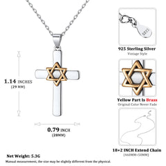 Silber Kreuz Stern David Anhänger Halskette Männer Frauen