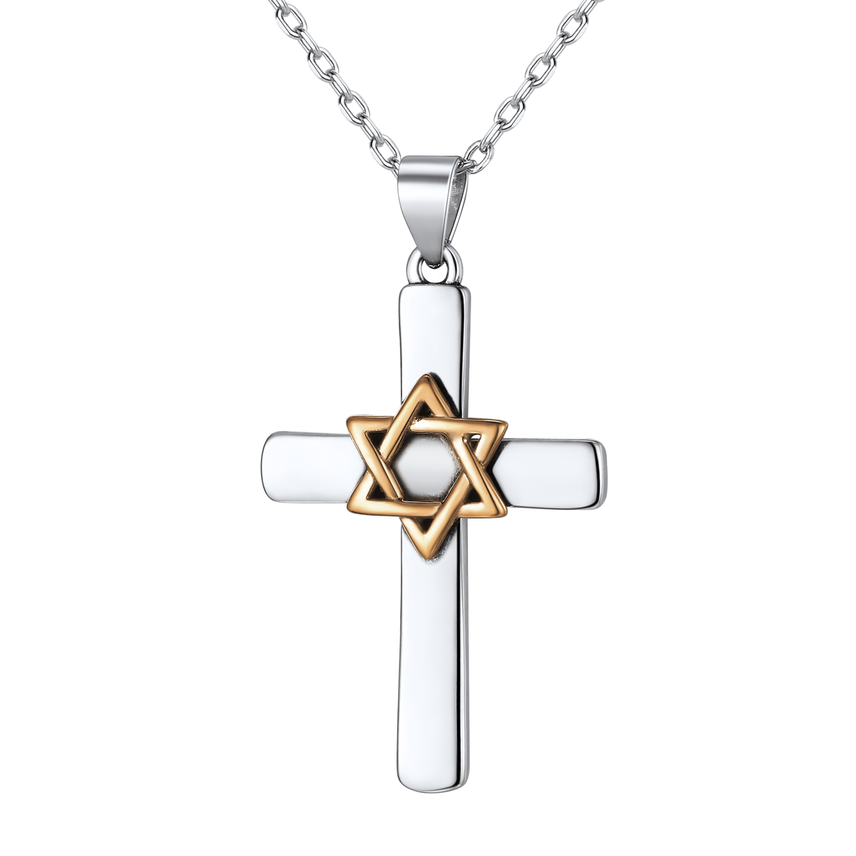 Silber Kreuz Stern David Anhänger Halskette Männer Frauen