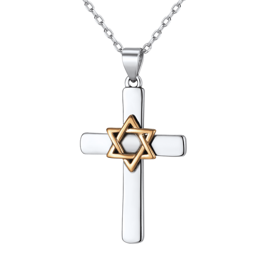 Silber Kreuz Stern David Anhänger Halskette Männer Frauen
