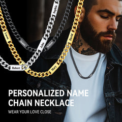 Colar com nome e elo de corrente cubana gravados personalizados