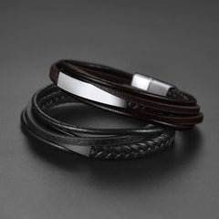 Personalisiertes ID-Armband aus geflochtenem Leder für Sohn, Vater und Ehemann