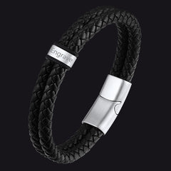 Pulseira de couro trançado com nome personalizado e contas personalizadas
