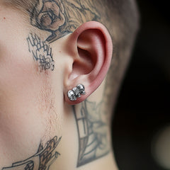 See No Evil, Hear No Evil, Speak No Evil Skulls Stud Earrings