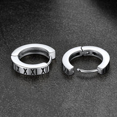 Brincos Huggie de Argola com Algarismos Romanos para Homens