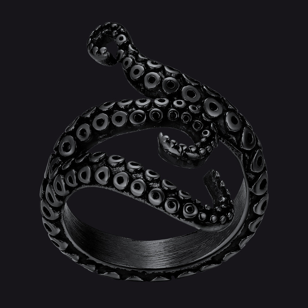 Anel Biker Punk com Três Tentáculos de Polvo para Homens