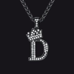 Sparkly Bling Cubic Zirconia Initial Letther Necklace for Men