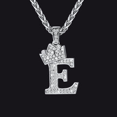 Sparkly Bling Cubic Zirconia Initial Letther Necklace for Men