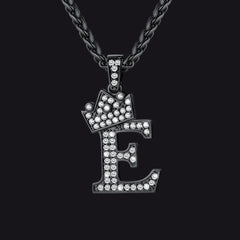 Sparkly Bling Cubic Zirconia Initial Letther Necklace for Men