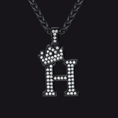 Sparkly Bling Cubic Zirconia Initial Letther Necklace for Men
