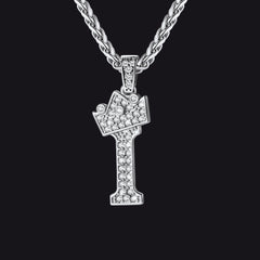 Sparkly Bling Cubic Zirconia Initial Letther Necklace for Men