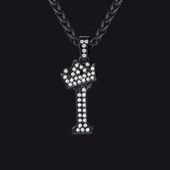 Sparkly Bling Cubic Zirconia Initial Letther Necklace for Men