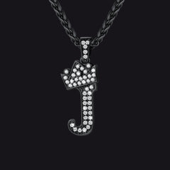 Sparkly Bling Cubic Zirconia Initial Letther Necklace for Men