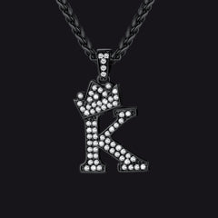 Sparkly Bling Cubic Zirconia Initial Letther Necklace for Men