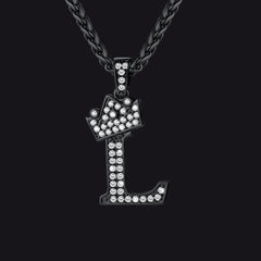 Sparkly Bling Cubic Zirconia Initial Letther Necklace for Men