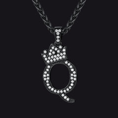 Sparkly Bling Cubic Zirconia Initial Letther Necklace for Men