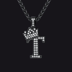 Sparkly Bling Cubic Zirconia Initial Letther Necklace for Men