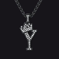 Sparkly Bling Cubic Zirconia Initial Letther Necklace for Men