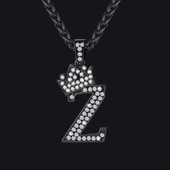 Sparkly Bling Cubic Zirconia Initial Letther Necklace for Men