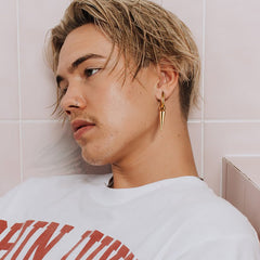 Brincos de argola longos com ponta pendurada para homens e mulheres